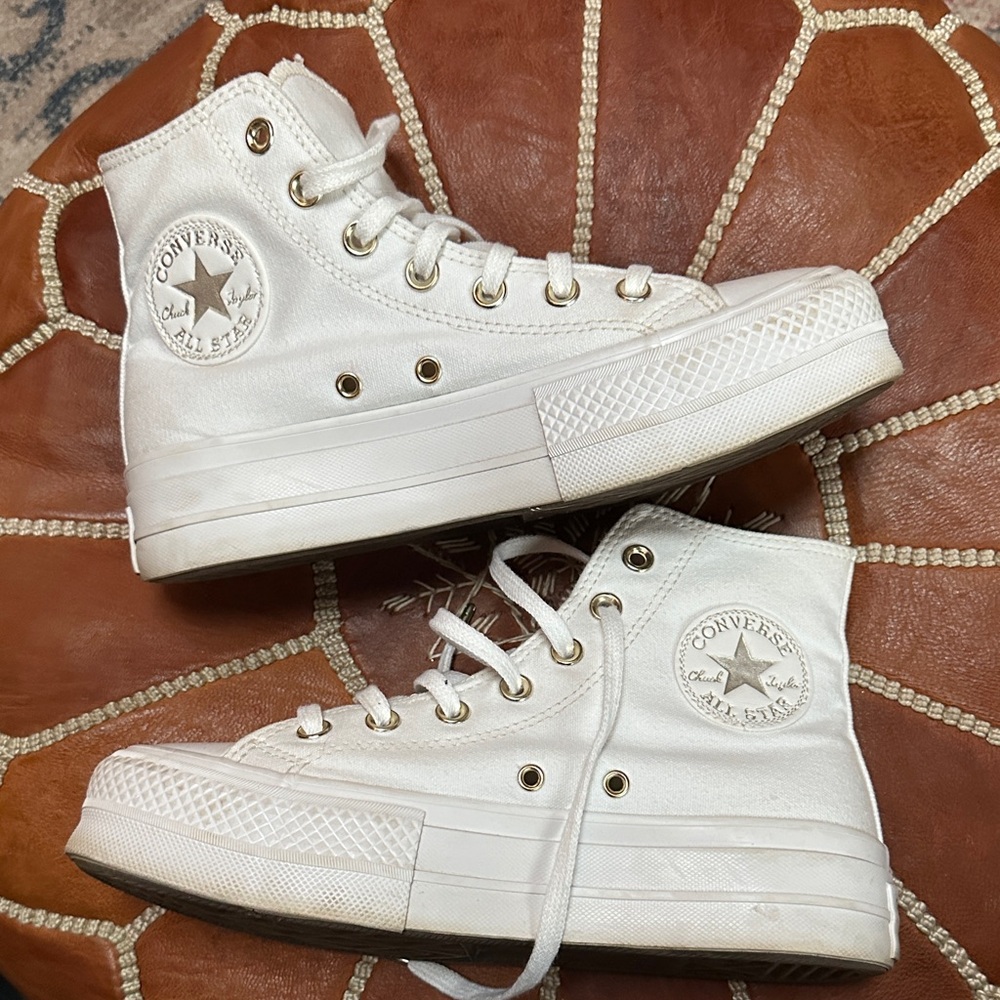 White High Top Canvas Sneakers - Picture 2 of 5